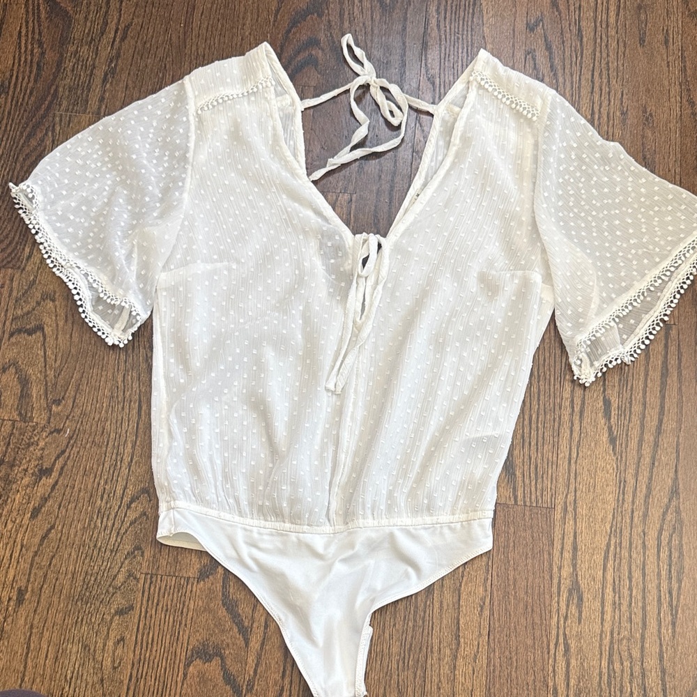 Abercrombie White Sheer Lace Bodysuit